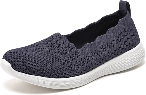 Puxowe Women's Walking Slip on Shoes, Knit Comfortable Slip Resistant Shoes for Women, Lightweight Breathable Low-Top